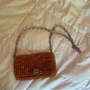 Zara Burnt Orange Jeweled Purse